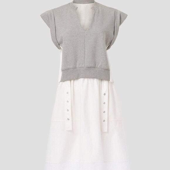 3.1 Phillip Lim Combo Tiered Sweatshirt Midi Dress - Picture 10 of 10